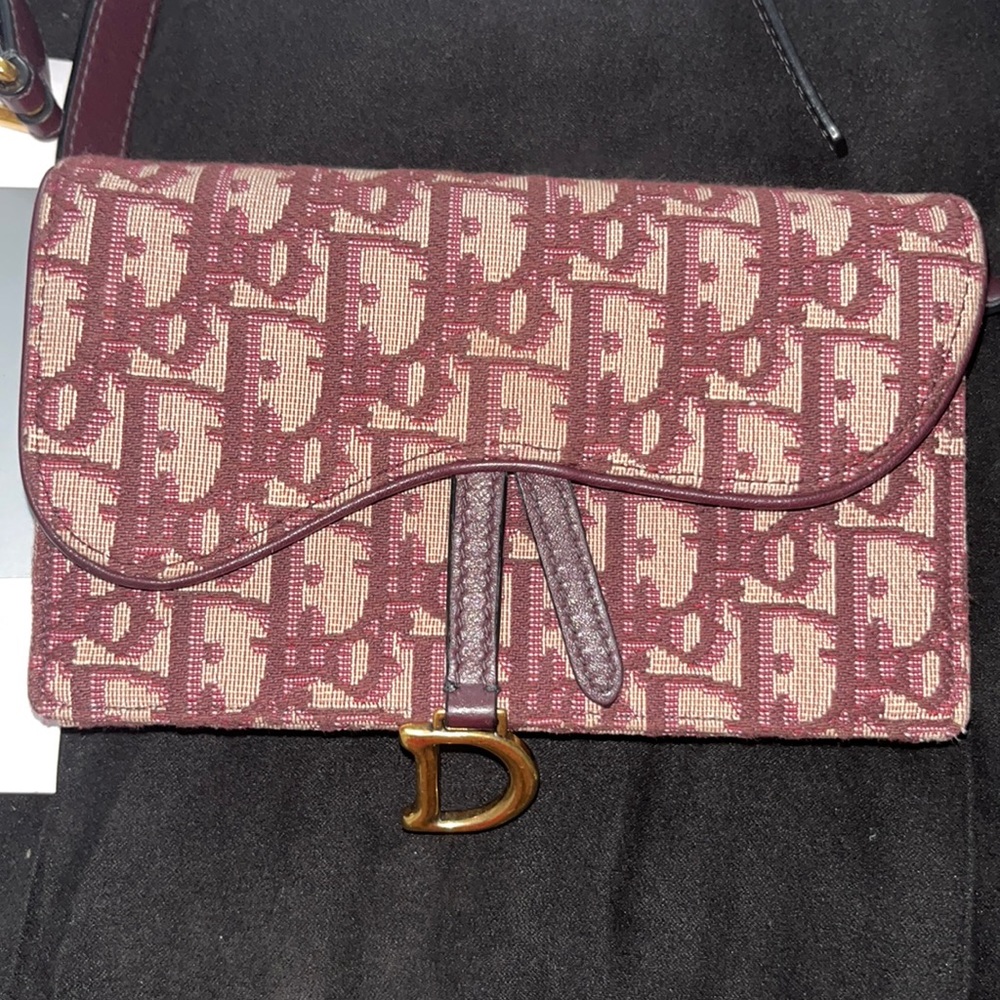 Dior burgundy saddle waist bag